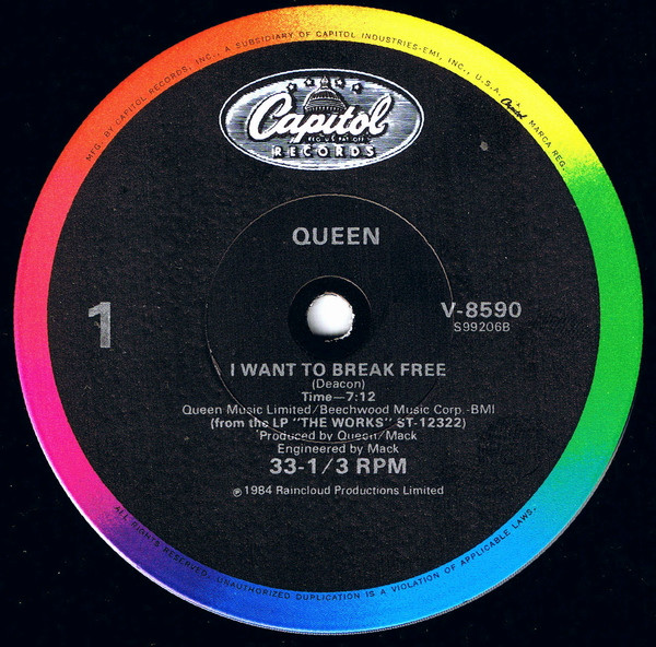 Queen - I Want To Break Free | Capitol Records (V-8590) - main Queen - I Want To Break Free | Capitol Records (V-8590) - main