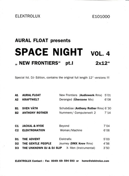 Aural Float - Space Night Vol. 4 (New Frontiers Pt. I) | Elektrolux (E101000)