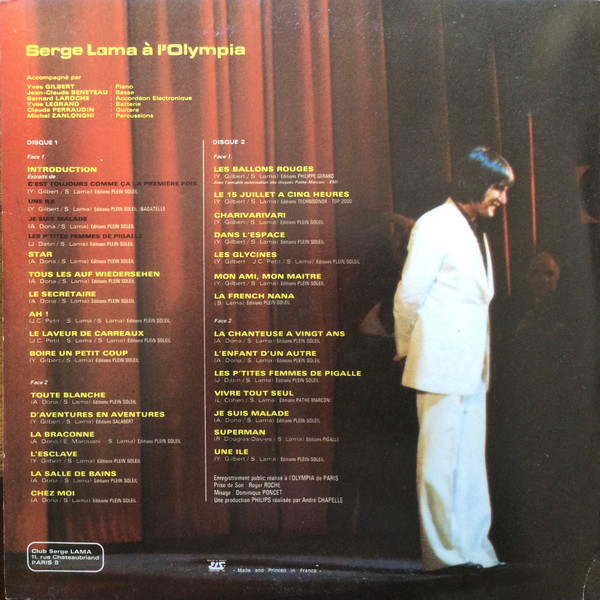 Serge Lama - Serge Lama À L'Olympia | Philips (6621 020) - 2