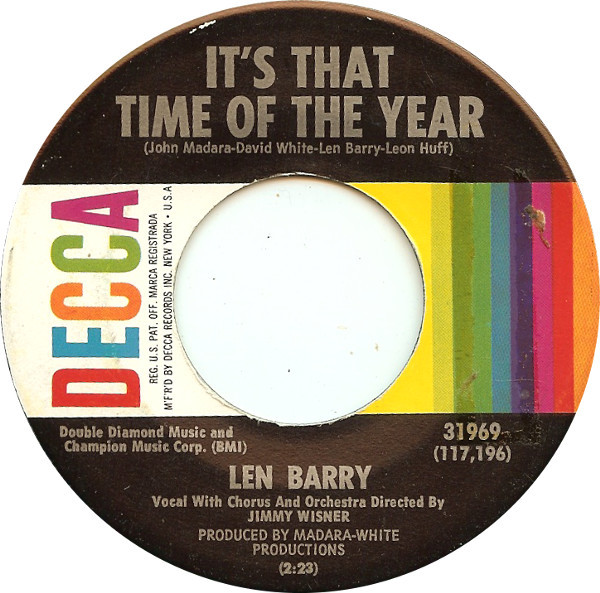 Len Barry - It's That Time Of The Year / Happily Ever After | Decca (31969) - main