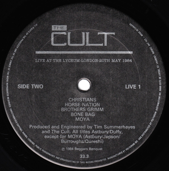 The Cult - Live At The Lyceum - London - 20th May 1984 [Vinyl] | Beggars Banquet (LIVE 1) - 3