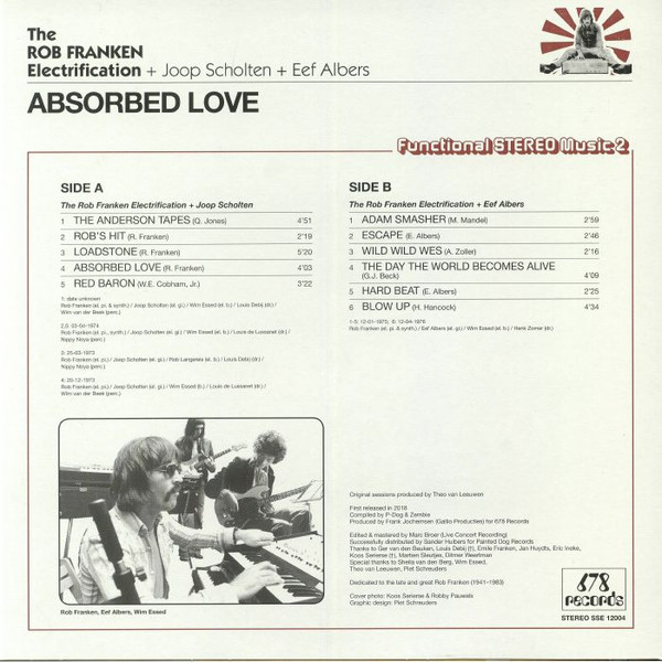Rob Franken + Joop Scholten + Eef Albers - Absorbed Love | 678 Records (SSE 12004) - 2