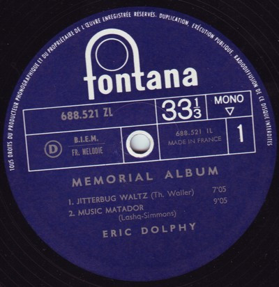Eric Dolphy - The Eric Dolphy Memorial Album | Fontana (688 521 ZL) - 2 Eric Dolphy - The Eric Dolphy Memorial Album | Fontana (688 521 ZL) - 2