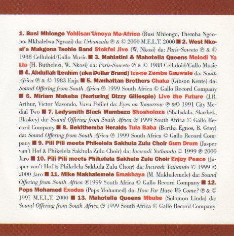 Various - Africa - Sudafrica - Miriam Makeba, Ladysmith Black Mambazo, Mahotella Queens & altri musicisti sudafricani | Fabbri Editori (MDM 014) - 2