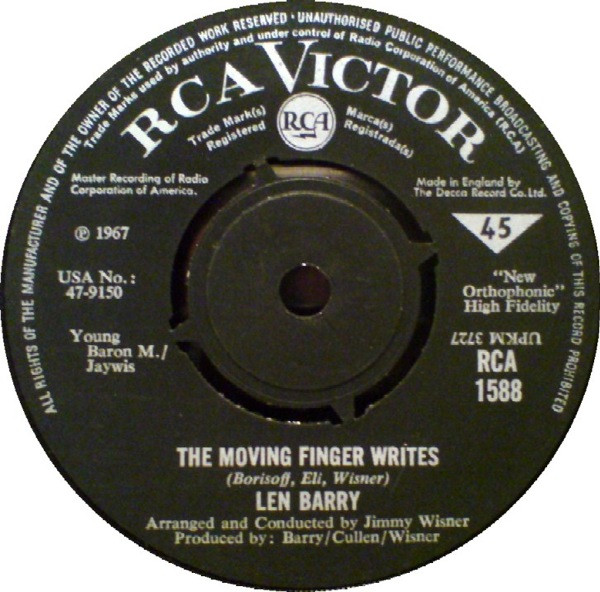 Len Barry - The Moving Finger Writes | RCA Victor (RCA1588) - main Len Barry - The Moving Finger Writes | RCA Victor (RCA1588) - main