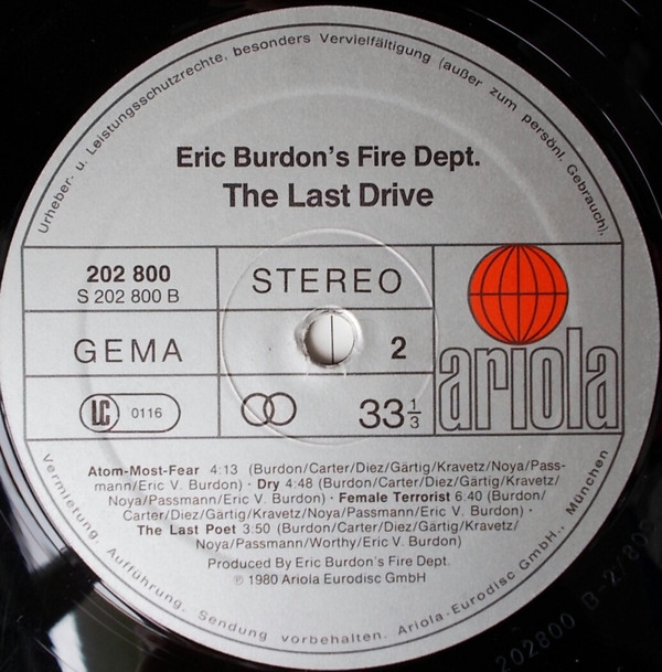 Eric Burdon's Fire Dept. - Last Drive | Ariola (202 800) - main