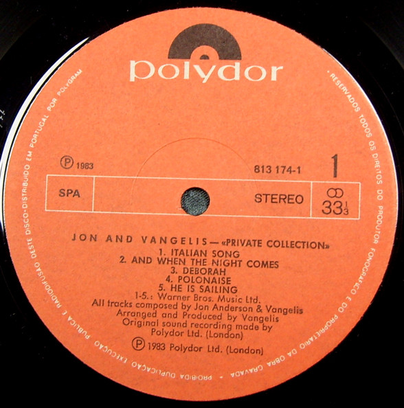 Jon & Vangelis - Private Collection | Polydor (813 174-1) - 2