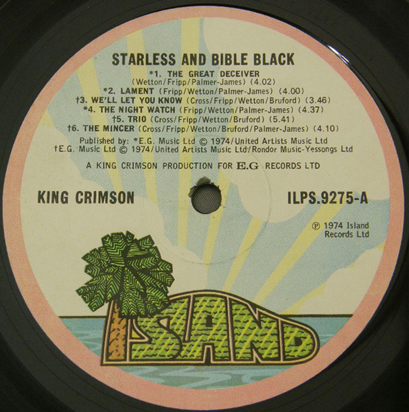 King Crimson - Starless And Bible Black | Island Records (ILPS 9275) - 4
