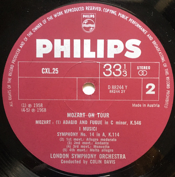 Wolfgang Amadeus Mozart / Various - Mozart On Tour | Philips (CXL25 D88 244 Y) - 4