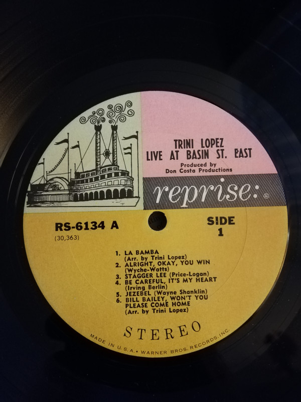 Trini Lopez - Live At Basin St. East | Reprise Records (RS-6134) - 3