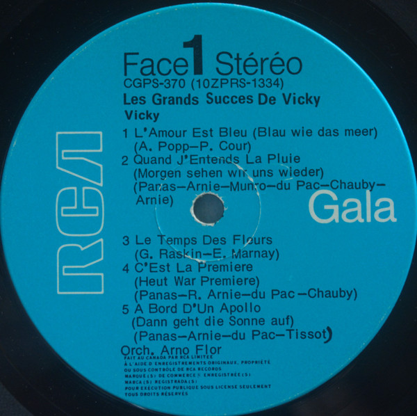 Vicky Leandros - Les Grands Succès De Vicky | RCA Gala (CGPS 370) - 3 Vicky Leandros - Les Grands Succès De Vicky | RCA Gala (CGPS 370) - 3