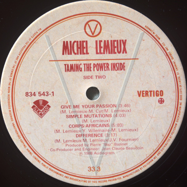 Michel Lemieux - Taming The Power Inside [Vinyl] | Audiogram (834 543-1) - 4