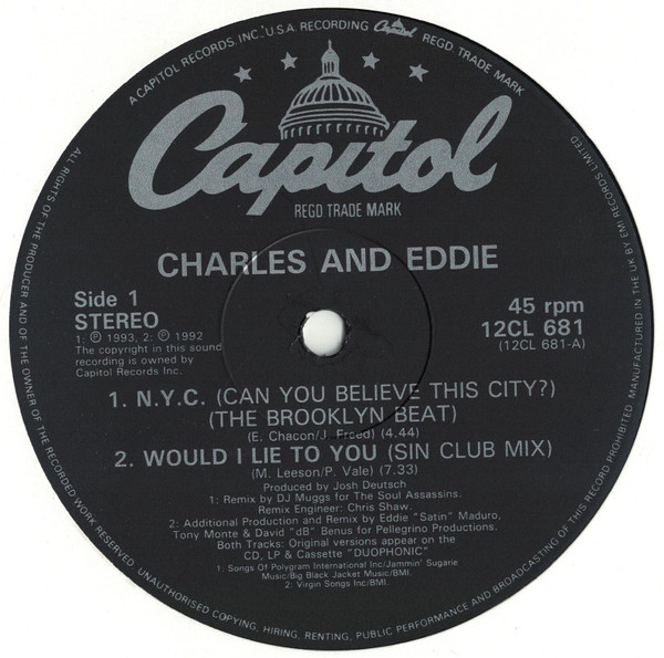 Charles & Eddie - N.Y.C. (Can You Believe This City?) | Capitol Records (12CL 681) - main Charles & Eddie - N.Y.C. (Can You Believe This City?) | Capitol Records (12CL 681) - main