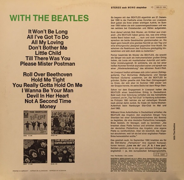 The Beatles - With The Beatles | Parlophone (5C 062-04181) - 2