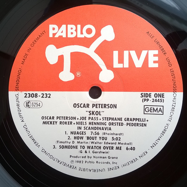 Oscar Peterson + Stéphane Grappelli + Joe Pass + Mickey Roker + Niels-Henning Ørsted Pedersen - Skol | Pablo Live (2308-232) - 3