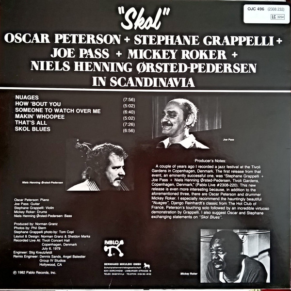 Oscar Peterson + Stéphane Grappelli + Joe Pass + Mickey Roker + Niels-Henning Ørsted Pedersen - Skol | Pablo Live (2308-232) - 2