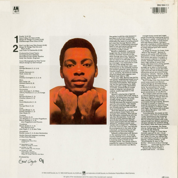 George Benson - Shape Of Things To Come | A&M Records (393 104-1) - 2 George Benson - Shape Of Things To Come | A&M Records (393 104-1) - 2