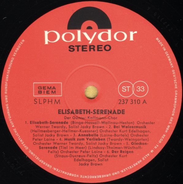 Günter Kallmann Chor - Elisabeth-Serenade | Polydor (237 310) - 4