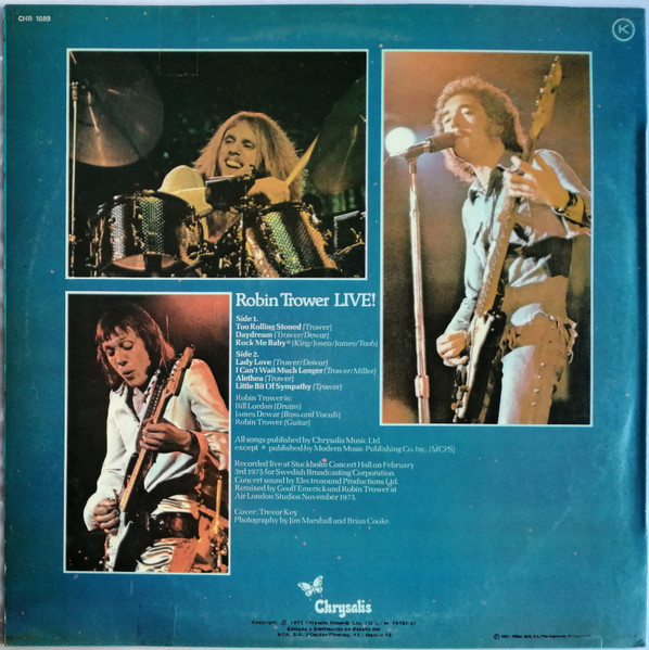 Robin Trower - Robin Trower Live! | Chrysalis (CHR-1089) - 2