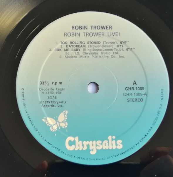 Robin Trower - Robin Trower Live! | Chrysalis (CHR-1089) - 3