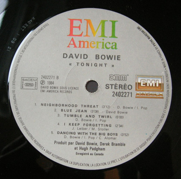 David Bowie - Tonight | EMI America (2402271) - 4 David Bowie - Tonight | EMI America (2402271) - 4