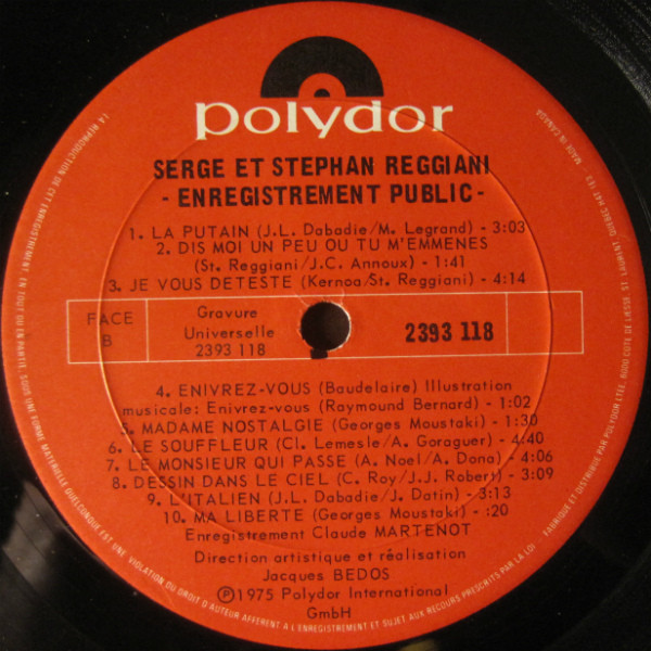 Serge Reggiani Et Stephan Reggiani - En Scène - Enregistrement Public | Polydor (2393 118) - 4