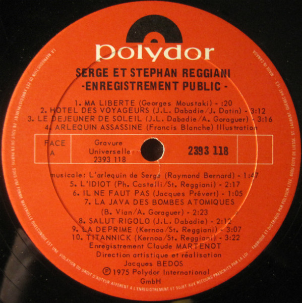 Serge Reggiani Et Stephan Reggiani - En Scène - Enregistrement Public | Polydor (2393 118) - 3