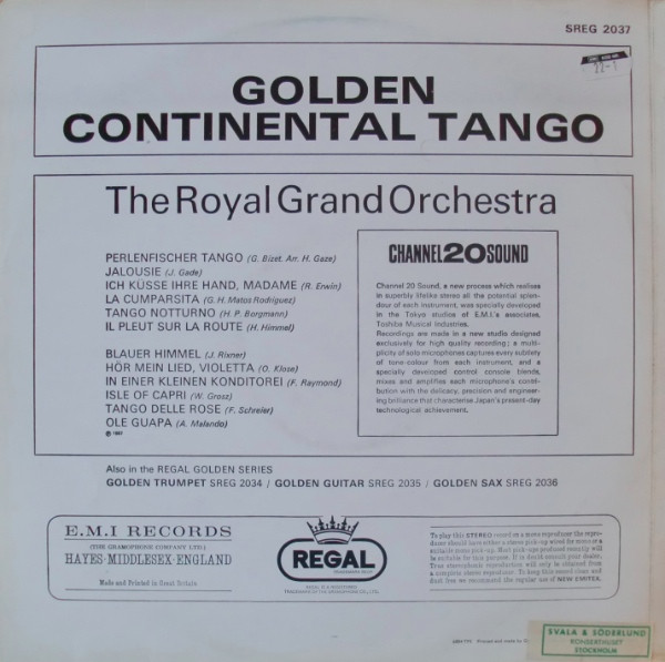 The Royal Grand Orchestra - Golden Continental Tango | Regal (SREG 2037) - 2