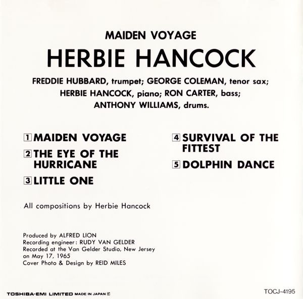 Herbie Hancock - Maiden Voyage | Blue Note (TOCJ-4195) - 4