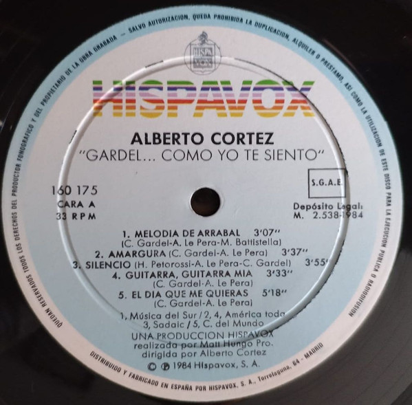Alberto Cortez - Gardel... Como Yo Te Siento | Hispavox (160 175) - 4