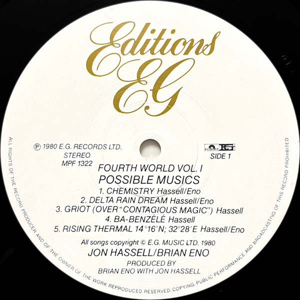 Jon Hassell / Brian Eno - Fourth World Vol. 1 - Possible Musics | Editions EG (MPF 1322) - 3