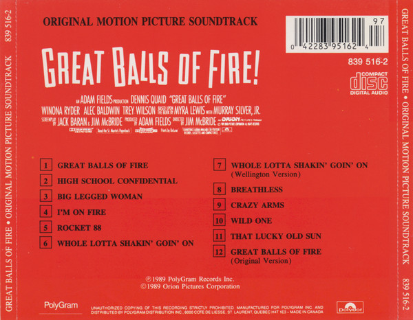 Various - Great Balls Of Fire! (Original Motion Picture Score) | Polydor (839 516-2) - 2 Various - Great Balls Of Fire! (Original Motion Picture Score) | Polydor (839 516-2) - 2