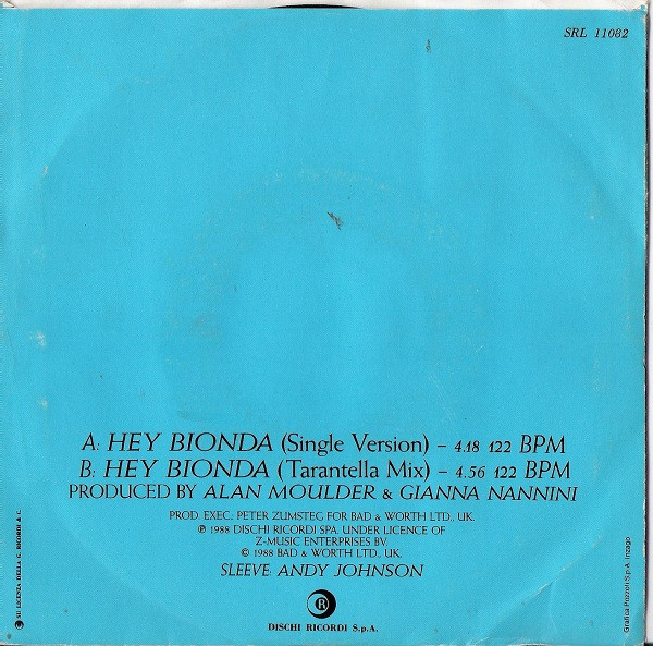 Gianna Nannini - Hey Bionda | Ricordi (SRL 11082) - 2