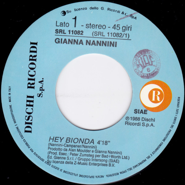 Gianna Nannini - Hey Bionda | Ricordi (SRL 11082) - 3