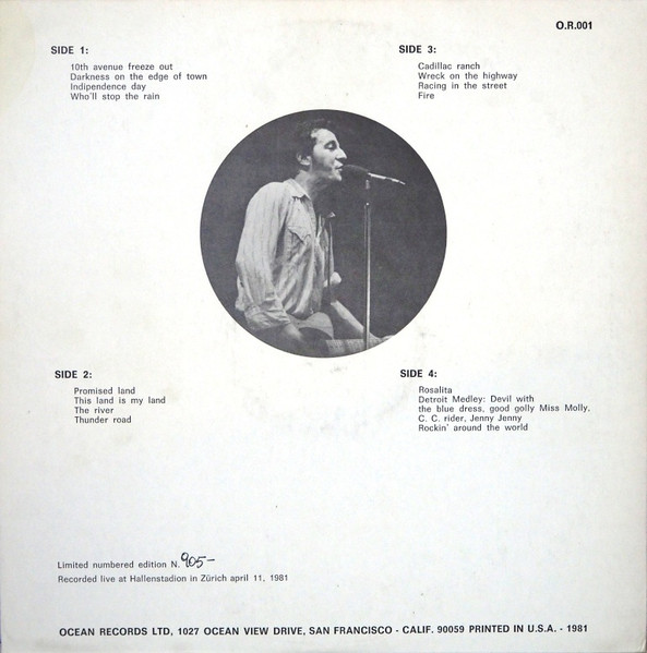 Bruce Springsteen & The E-Street Band - Live In Zürich | Ocean Records Ltd (O.R.001) - 2 Bruce Springsteen & The E-Street Band - Live In Zürich | Ocean Records Ltd (O.R.001) - 2