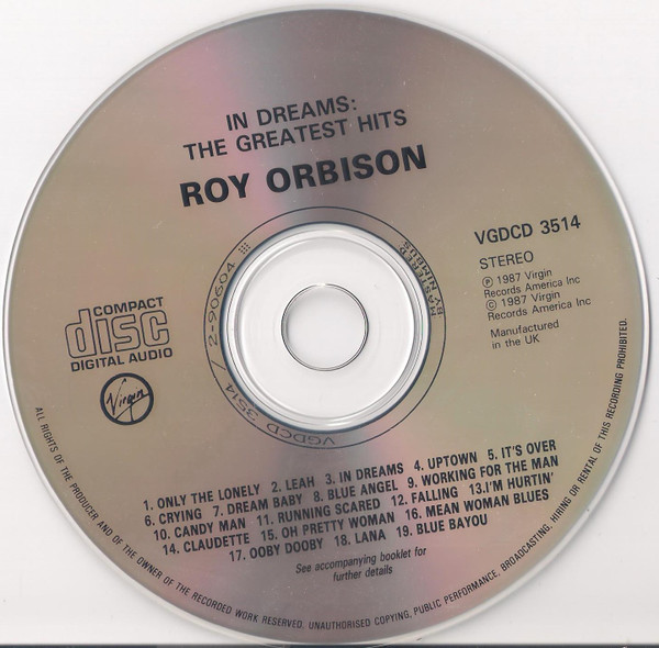 Roy Orbison - In Dreams: The Greatest Hits | Virgin (VGDCD 3514) - 3