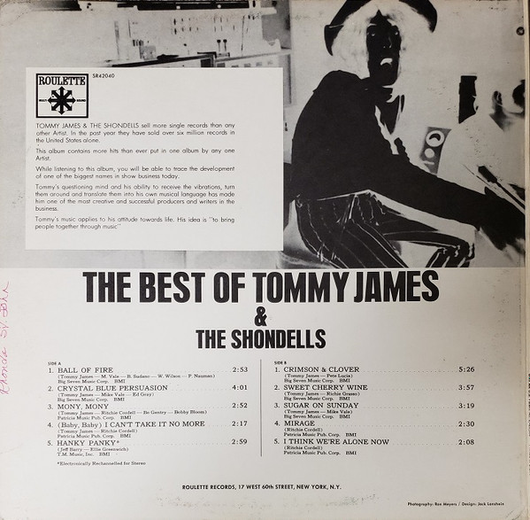 Tommy James & The Shondells - The Best Of Tommy James & The Shondells | Roulette (SR42040) - 2