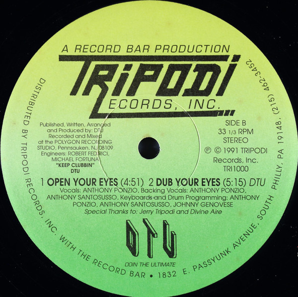 DTU - My Broken Heart / Open Your Eyes | Tripodi Records (TRI1000) - 2