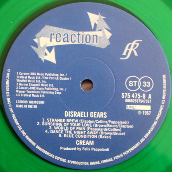 Cream - Disraeli Gears (Limited Edition - Green Clear Vinyl) [Vinyl] | Polydor (575 475-9) - 3