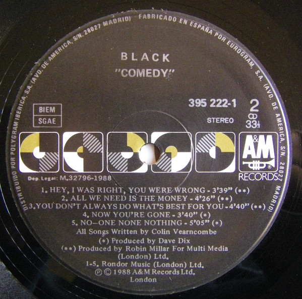 Black - Comedy | A&M Records (395 222-1) - 4