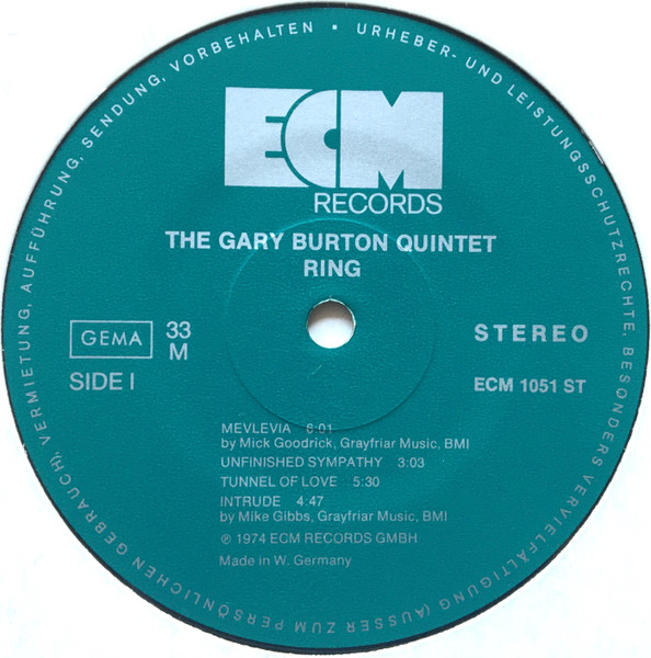 Gary Burton Quintet With Eberhard Weber - Ring [Vinyl] | ECM Records (ECM 1051 ST) - 3