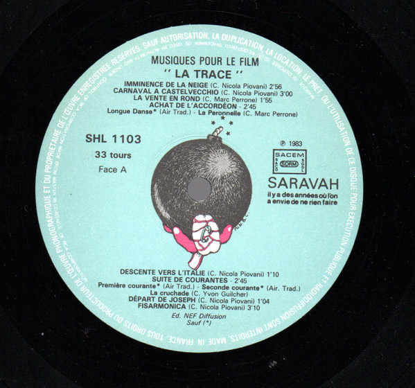 Nicola Piovani - Marc Perrone - La Trace | Saravah (SHL 1103) - 4