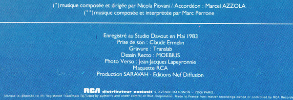 Nicola Piovani - Marc Perrone - La Trace | Saravah (SHL 1103) - 3