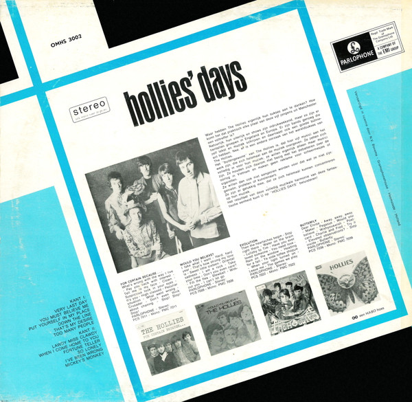The Hollies - Hollies' Days | Parlophone Odeon (OMHS 3002) - 2