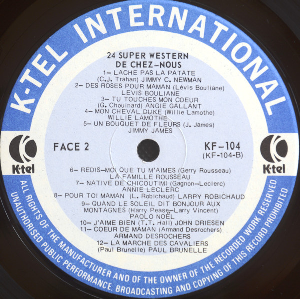 Various - 24 Super Western De Chez-Nous [Vinyl] | K-Tel (KF-104) - 4