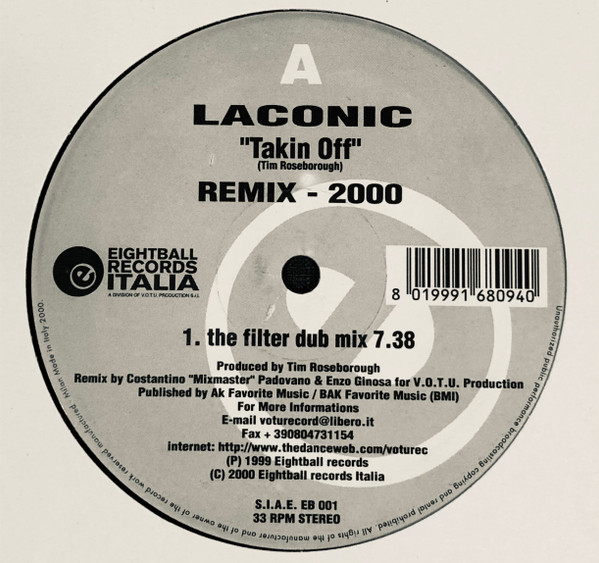 Laconic - Takin Off | Eightball Records Italia (EB 001)