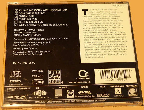 Hampton Hawes - At The Piano CD | Original Jazz Classics (OJCCD 877-2) - 3 Hampton Hawes - At The Piano CD | Original Jazz Classics (OJCCD 877-2) - 3