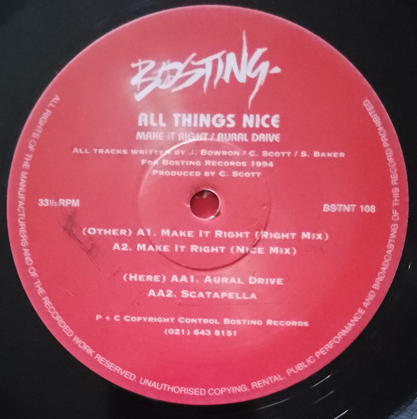 All Things Nice - Make It Right / Aural Drive | Bosting Records (BSTNT 108) - 3