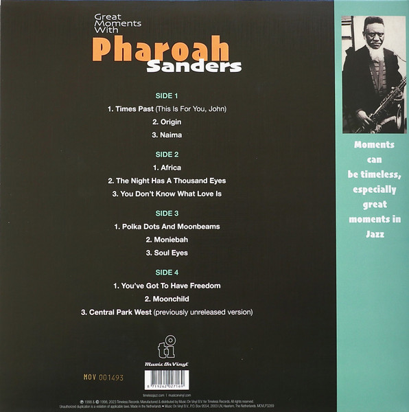 Pharoah Sanders - Great Moments With Pharoah Sanders | Timeless Records (MOVLP3289) - 3