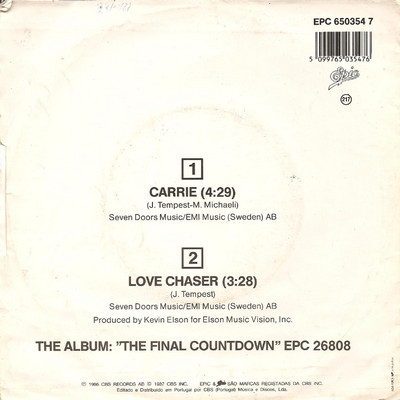 Europe - Carrie | Epic (EPC 650354 7) - 2